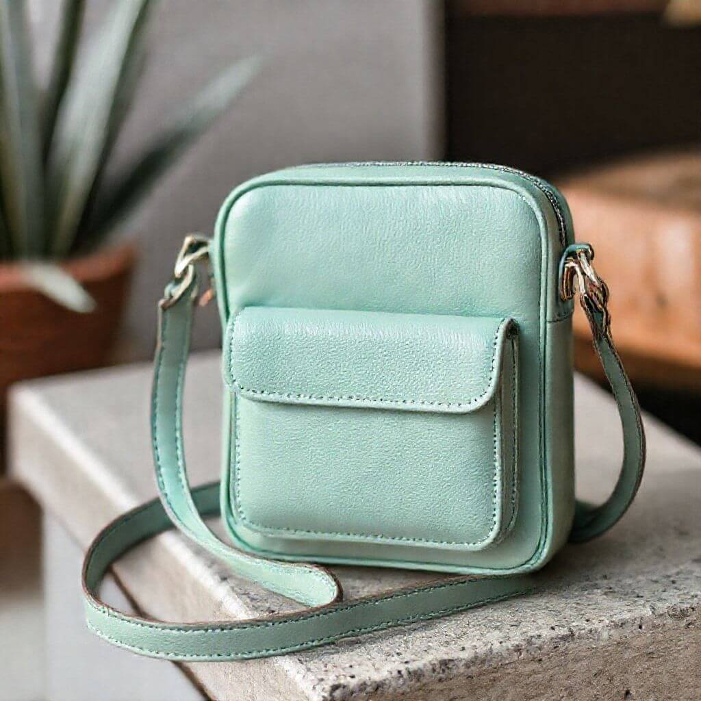 Siyah deri Crossbody çanta